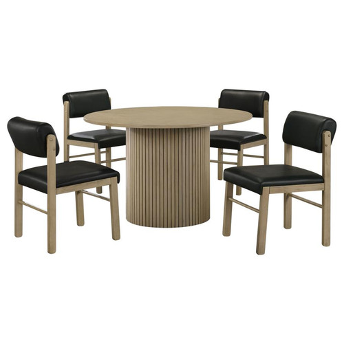 Hamlyn 5-piece Round Wood Dining Set Black and Natural Oak / CS-193930NAT-S5C
