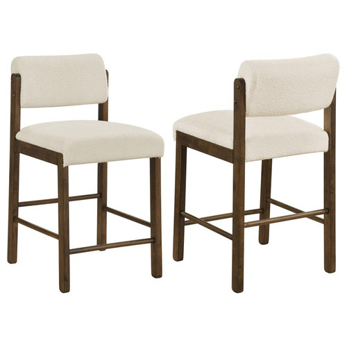 Kehoe Upholstered Counter Height Chair Cream and Walnut (Set of 2) / CS-193939WAL