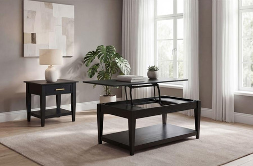 Lindenton 2-piece Wood Lift-Top Coffee and End Table Set Black / CS-722728-S2