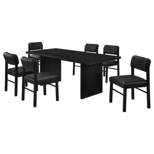 Decker 7-piece 82-inch Rectangular Dining Set Black / CS-193951BLK-S7C