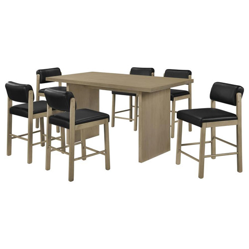 Decker 7-piece 70-inch Rectangular Counter Height Dining Set Black and Natural Oak / CS-193958NAT-S7C