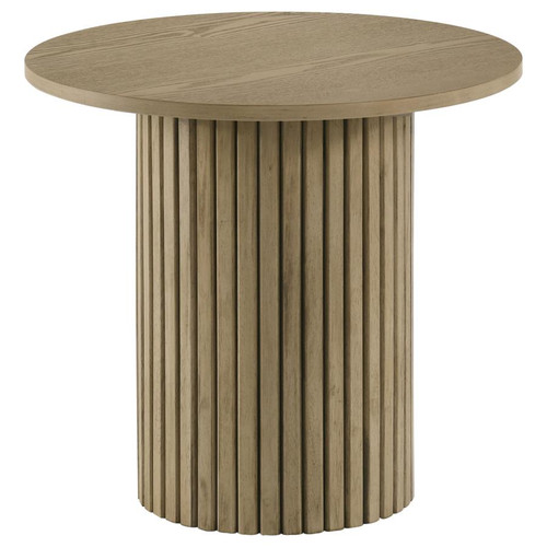 Hamlyn Round Fluted Occasional Side End Table Natural Oak / CS-706497