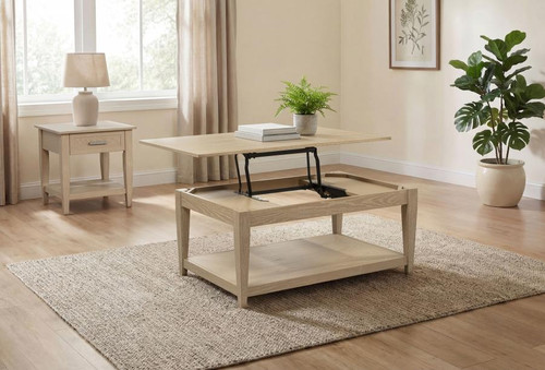 Lindenton 2-piece Wood Lift-Top Coffee and End Table Set Blonde / CS-722758-S2