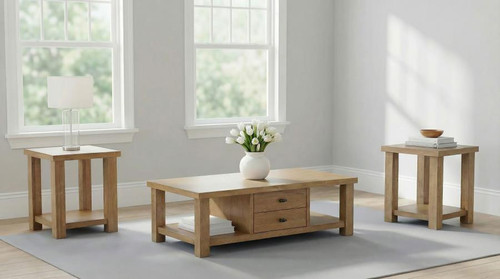 Beasley 3-Piece Wood Coffee Table Set Golden Oak / CS-723328-S3