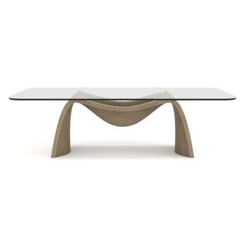 Pangea - Mid-Century Modern Glass + Buckwheat Ash Rectangular Dining Table / VGCS-DT-24216-BW