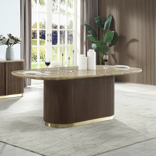 Clayten Dining Table w/Natural Marble Top / DN07000