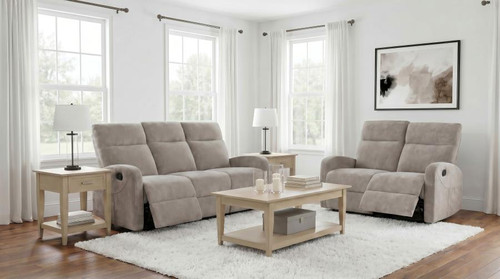 Hamilton 2-piece Chenille Manual Reclining Sofa Set Sand / CS-603371-S2