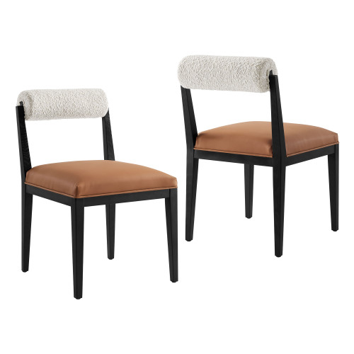 Kai Boucle and Vegan Leather Dining Chair Set of 2 by Modway / EEI-7796