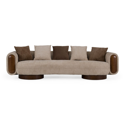 Kiran - Modern Beige + Brown Fabric Sofa / VGBY-BY2204-SOFA-BGE