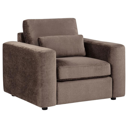 Amador Chenille Upholstered Track Arm Accent Chair Chocolate / CS-511236