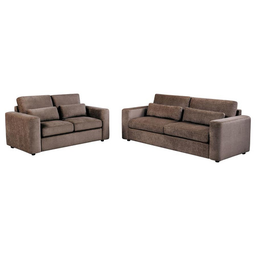 Amador 2-piece Chenille Upholstered Track Arm Sofa Set Chocolate / CS-511234-S2
