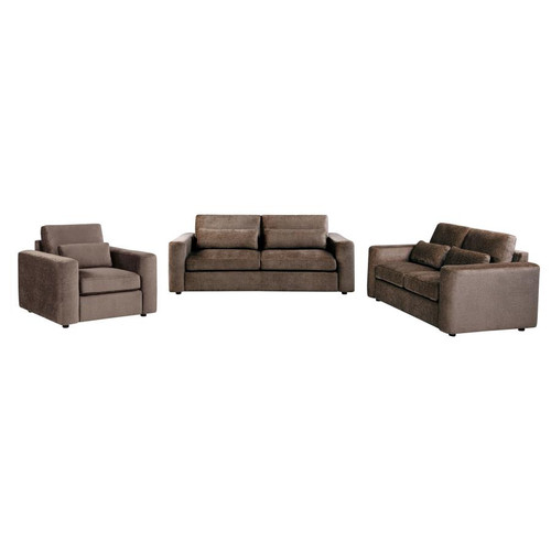 Amador 3-piece Chenille Upholstered Track Arm Sofa Set Chocolate / CS-511234-S3