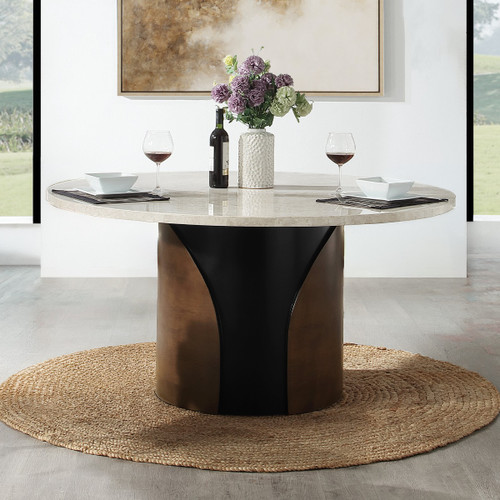 Rufina Round Dining Table w/Marble Top / DN07030