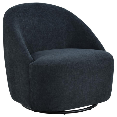 Leon Chenille Upholstered Swivel Accent Chair Black / CS-903413