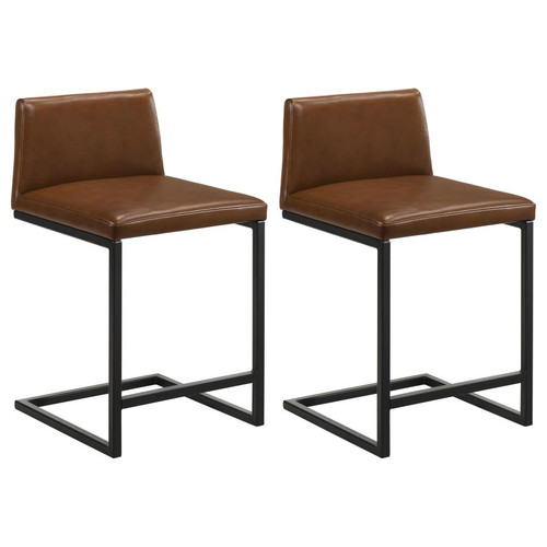 Vardon Genuine Leather Counter Height Chair Dark Brown (Set of 2) / CS-112229BRN