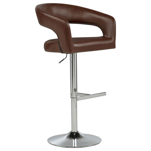 Travia Leatherette Upholstered Adjustable Bar Stool Cocoa Brown / CS-182157BRN