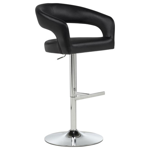 Travia Leatherette Upholstered Adjustable Bar Stool Black / CS-182157BLK