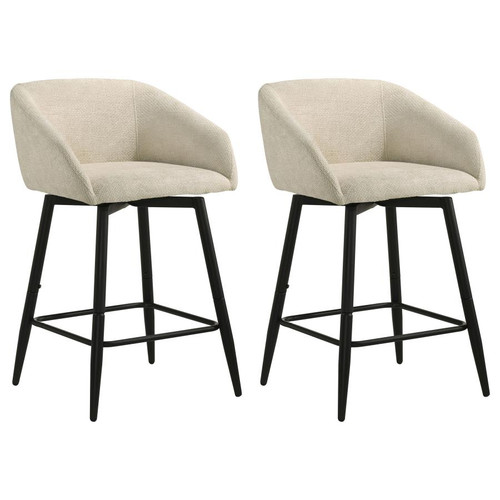 Rainer Fabric Upholstered Swivel Counter Height Chair Cream (Set of 2) / CS-190139CRM