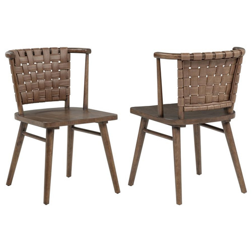 Tallis Woven Leatherette Back Dining Side Chair Brown (Set of 2) / CS-190242