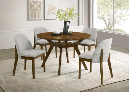 Mueller 5-piece 48-inch Round Dining Set Brown and Beige / CS-193580-S5