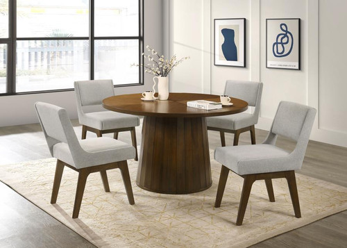 Galindo 5-piece 52-inch Round Dining Set Light Grey and Walnut / CS-193750-S5A