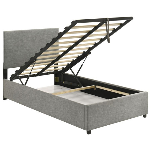 Reeves Upholstered Twin Lift-Top Storage Platform Bed Grey / CS-315918GRYT
