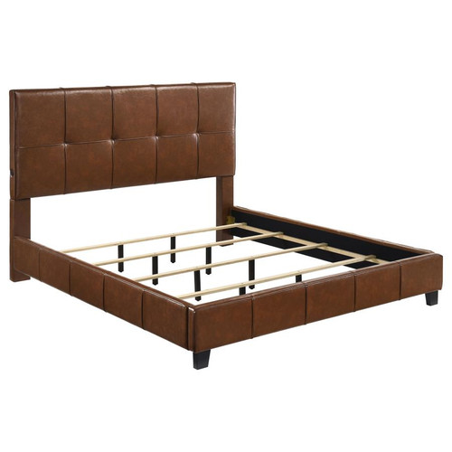Farrell California King Leatherette Panel Bed Brown / CS-315923KW