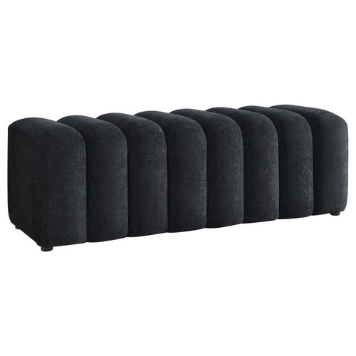 Summer Chenille Upholstered Channel Accent Bench Black / CS-910413