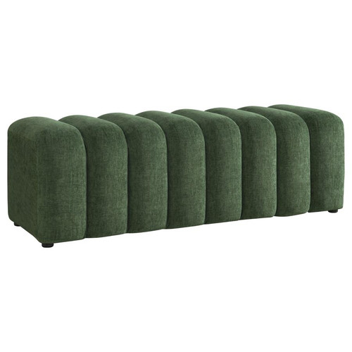 Summer Chenille Upholstered Channel Accent Bench Green / CS-910412