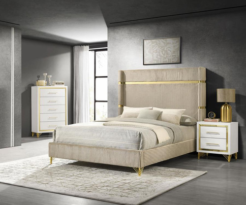 Lucia 3-piece Queen Bedroom Set Beige and White / CS-224731Q-S325