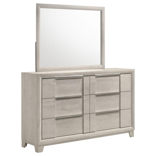 Farre 6-drawer Dresser with Mirror Washed Grey / CS-225113M