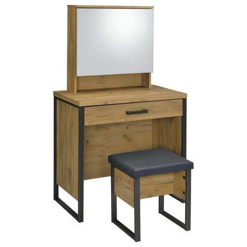 Bettin Vanity Set with Sliding Mirror and Stool Golden Oak / CS-930120