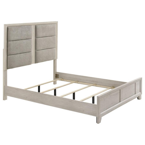 Farre Queen Upholstered Platform Panel Bed Washed Grey / CS-225111Q