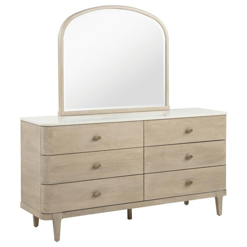 Lucaire 6-drawer Dresser Cabinet with Mirror Sandstone / CS-225183M