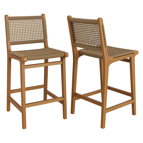Rowe Outdoor Patio Teak Wood Counter Chairs Set of 2 by Modway / EEI-7688