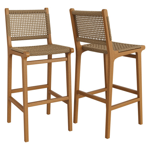 Rowe Outdoor Patio Teak Wood Bar Chairs Set of 2 by Modway / EEI-7689