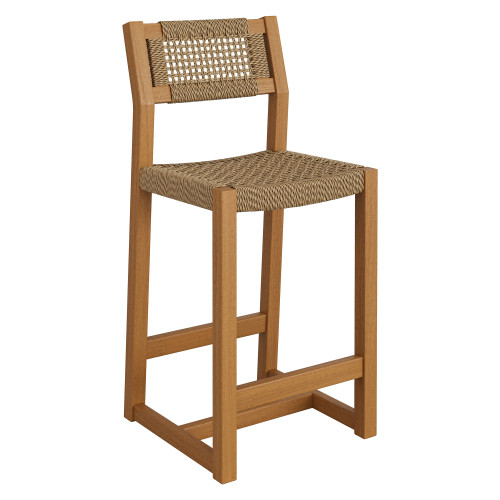 Reed 44 Inch Outdoor Patio Outdoor Teak Wood Rattan Bar Stool by Modway / EEI-7692