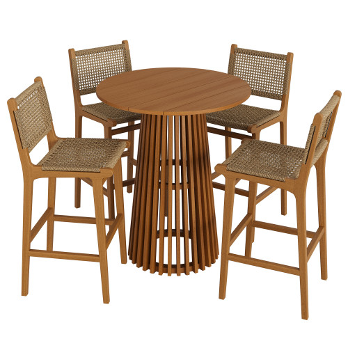 Rowe 5-Piece Outdoor Patio Teak Wood Bar Set by Modway / EEI-7698