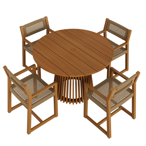Reed 5-Piece Outdoor Patio Teak Wood Dining Set by Modway / EEI-7703
