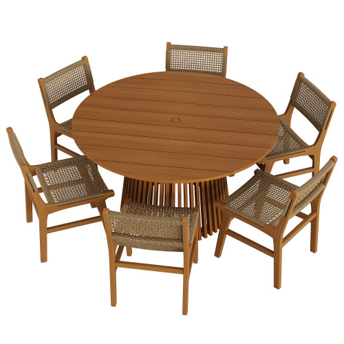 Rowe 7-Piece Outdoor Patio Teak Wood Dining Set by Modway / EEI-7704