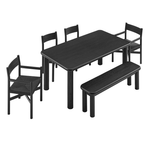 Alvia 6-Piece Oak Wood Dining Table and Seating Set by Modway / EEI-7715