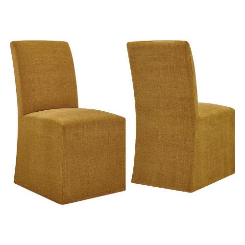 Aster Slub Weave Fabric Slipcovered Dining Chairs Set of 2 by Modway / EEI-7762