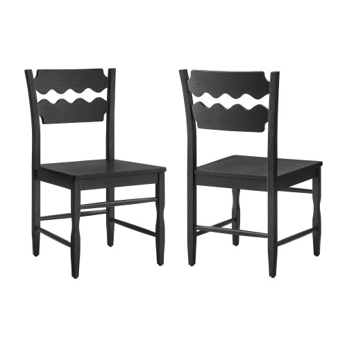 Jax Oak Wood Dining Chair With Wavy Razor Back Set of 2 by Modway / EEI-7799
