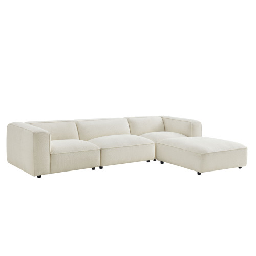 Auren 4 Piece Lattice Bouclé Upholstered Modular Sofa with Ottoman by Modway / EEI-7721