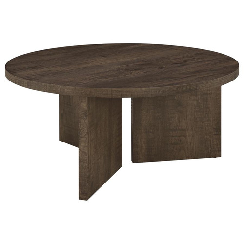 Aragon Round Panel Base Coffee Table Dark Rustic Mango / CS-706658