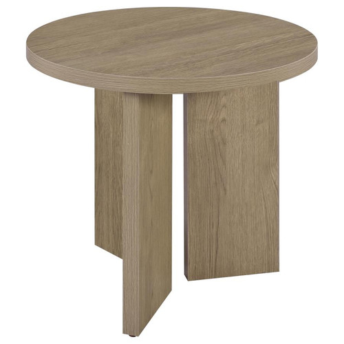Aragon Round Panel Base End Table Latte / CS-706677