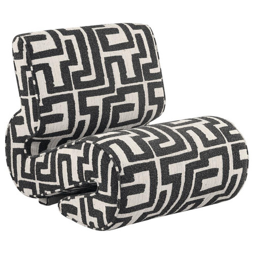 Eimer Geometric Jacquard Accent Chair Black / CS-903263