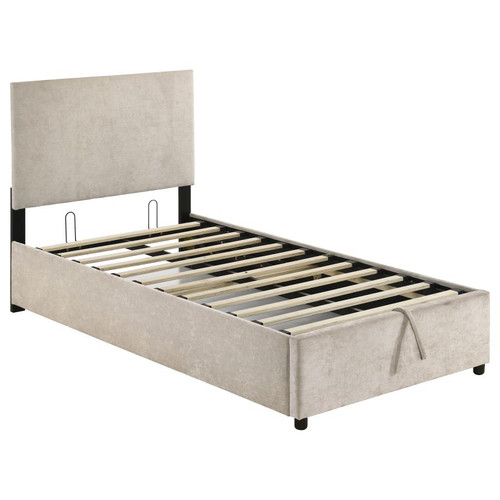 Reeves Upholstered Twin Lift-Top Storage Platform Bed Beige / CS-315918BGET