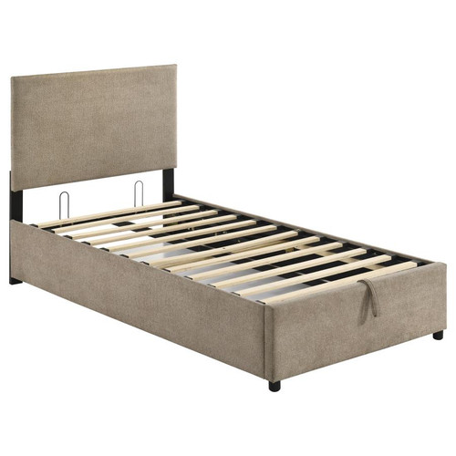 Reeves Upholstered Twin Lift-Top Storage Platform Bed Tan / CS-315918TANT