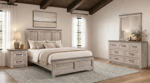 Nevado 4-Piece Queen Panel Bedroom Set Grey and Weathered Taupe / CS-225191Q-S4